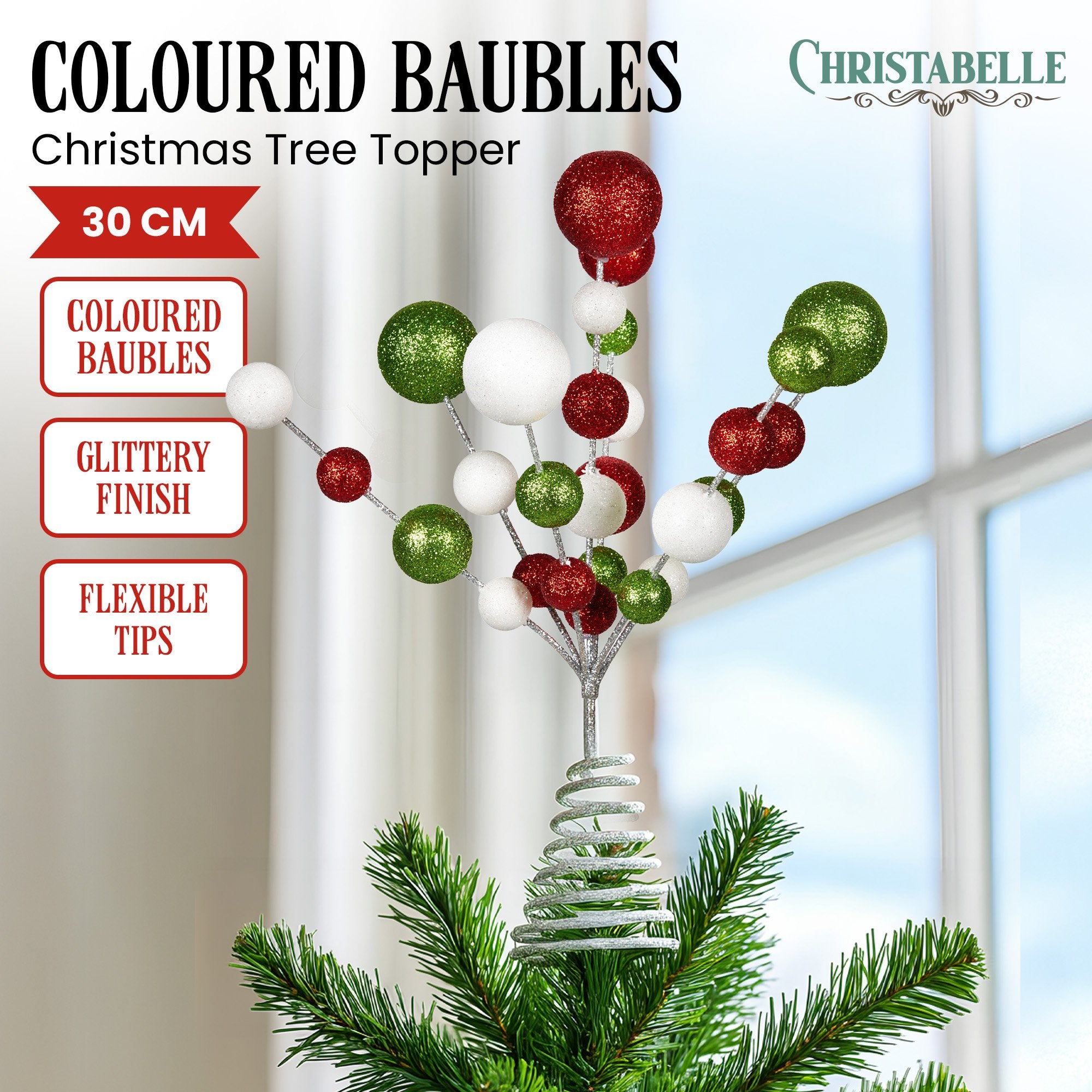 Christmas Tree Topper – Glitter Bauble Ornament