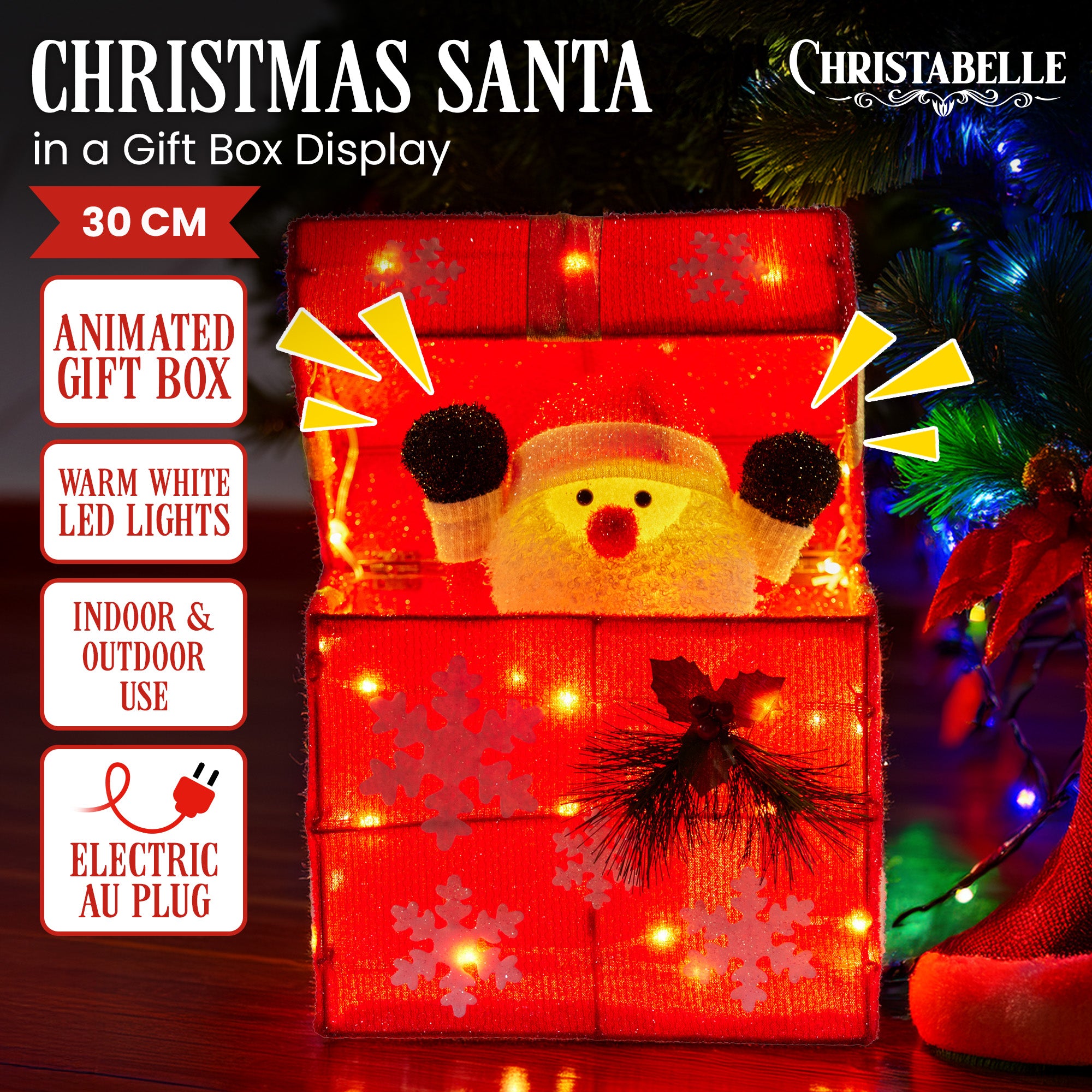 Animated Santa Gift Box LED
