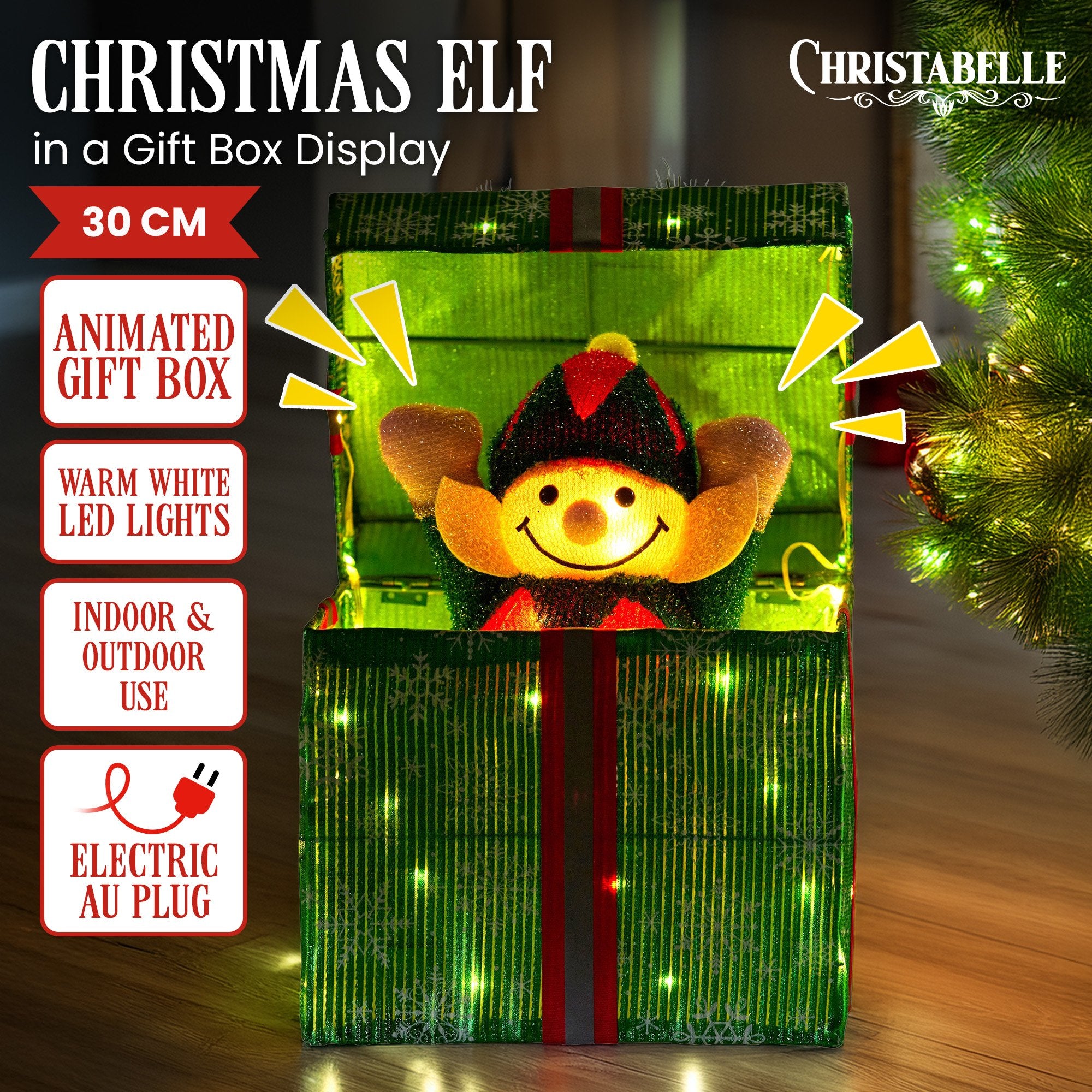 Animated Elf Gift Box Led