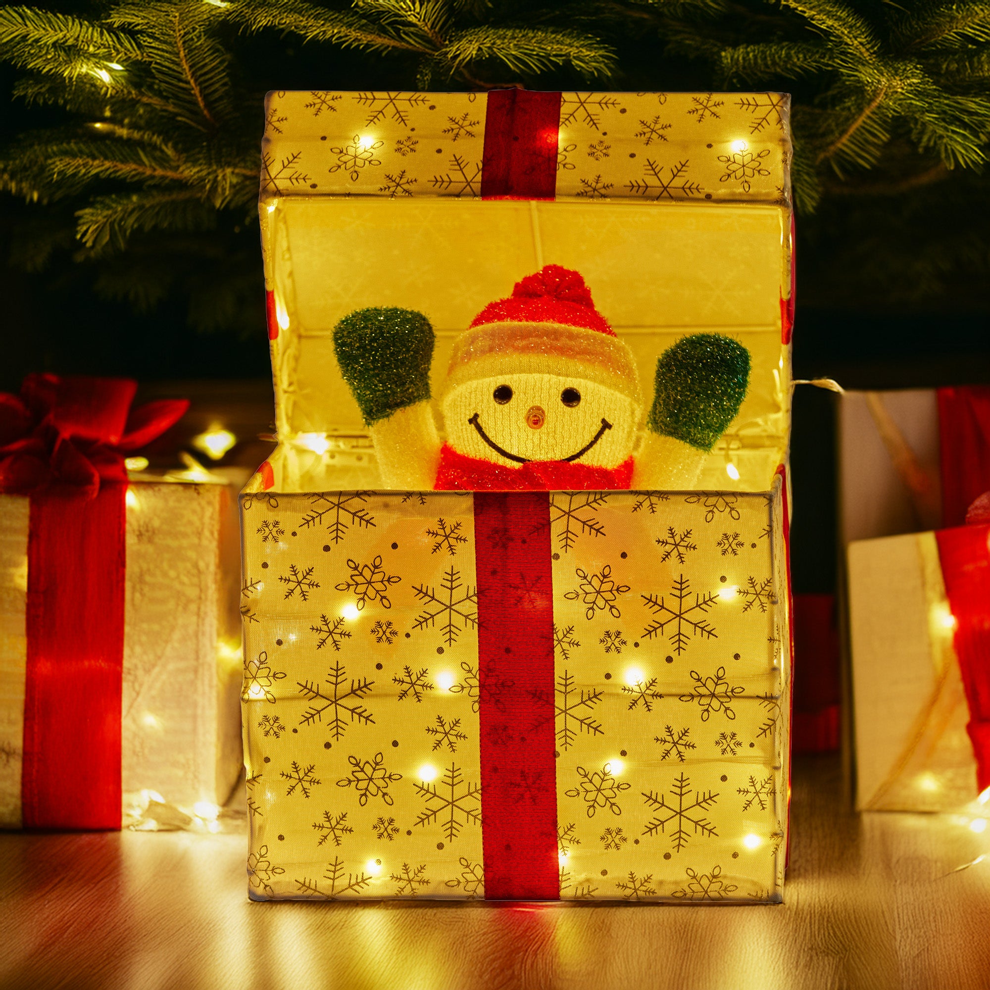 Animated Snowman Gift Box Led Christmas