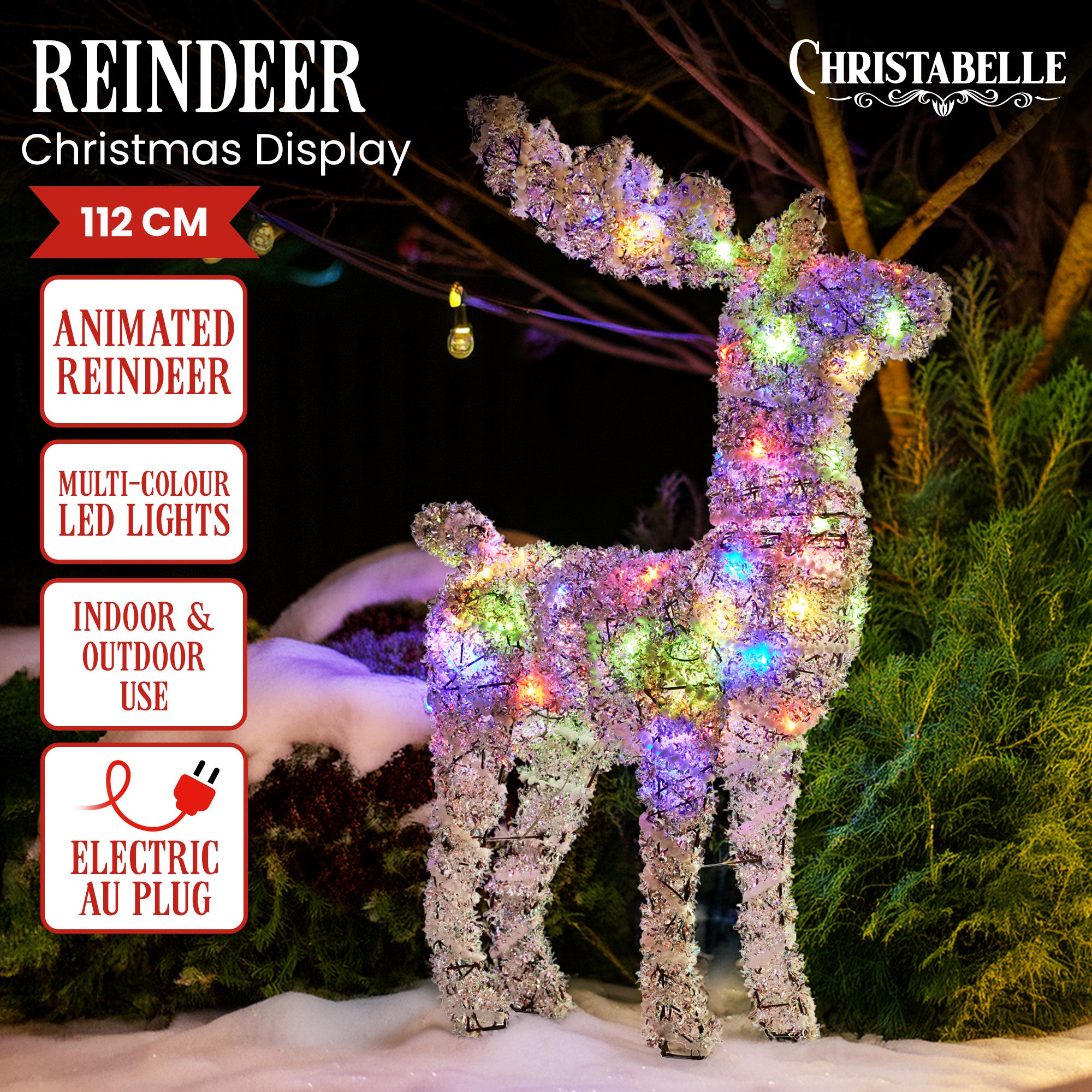 112cm Animated Reindeer with LED Lights