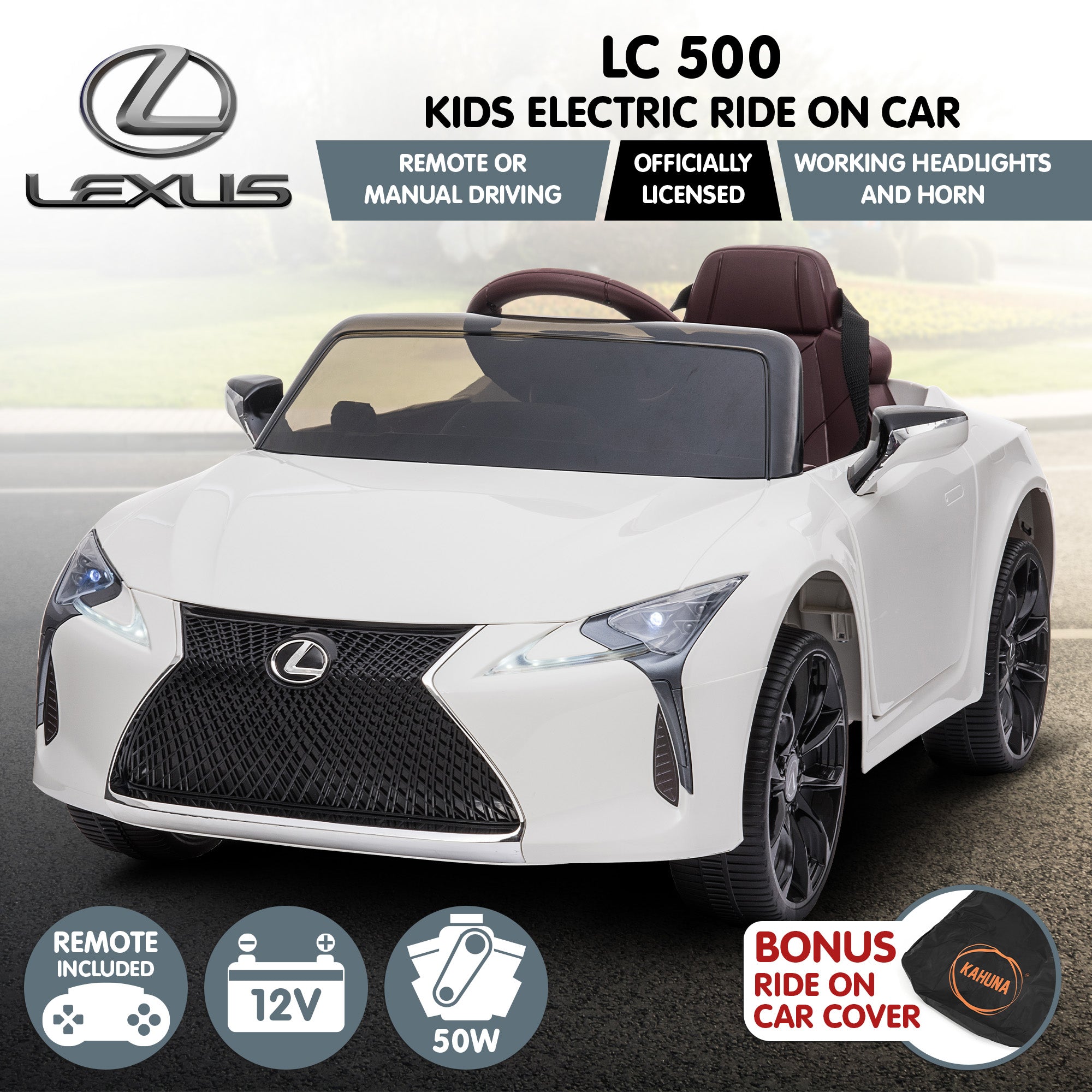 Kahuna Licensed Lexus LC 500 Kids Electric Ride-On β White