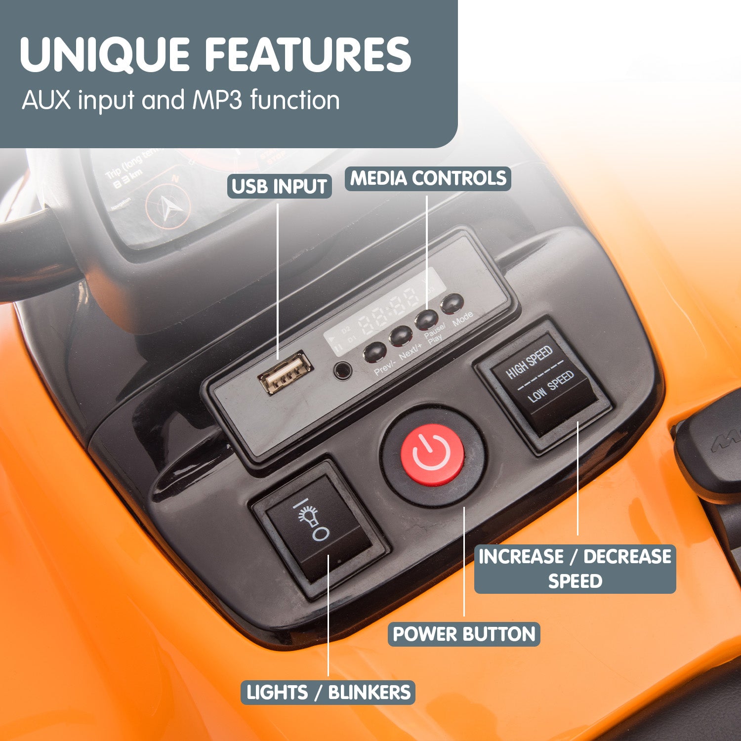 Kahuna Kids Electric Ride-On Quad – McLaren MCL35 Licensed (Orange)