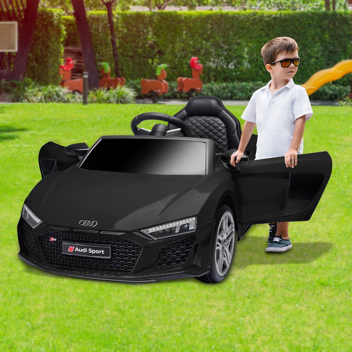 Kahuna Kids Electric Ride-On Car – Audi Sport Licensed, Remote Control (Black)