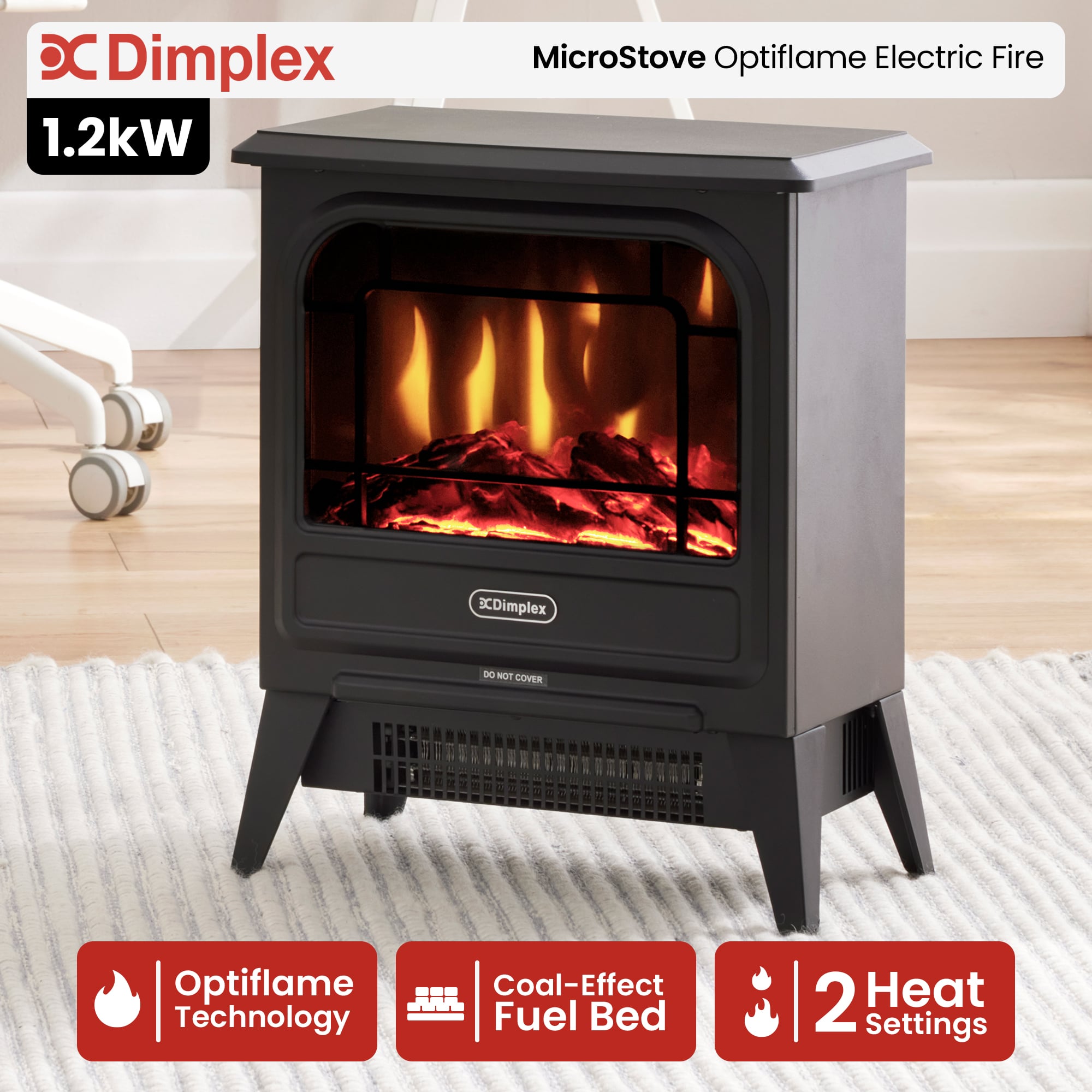 Dimplex 1.2kW MicroStove Optiflame Electric Fire Stove