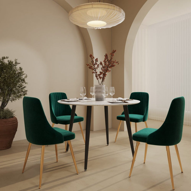 Round MDF Marble-Style Dining Table