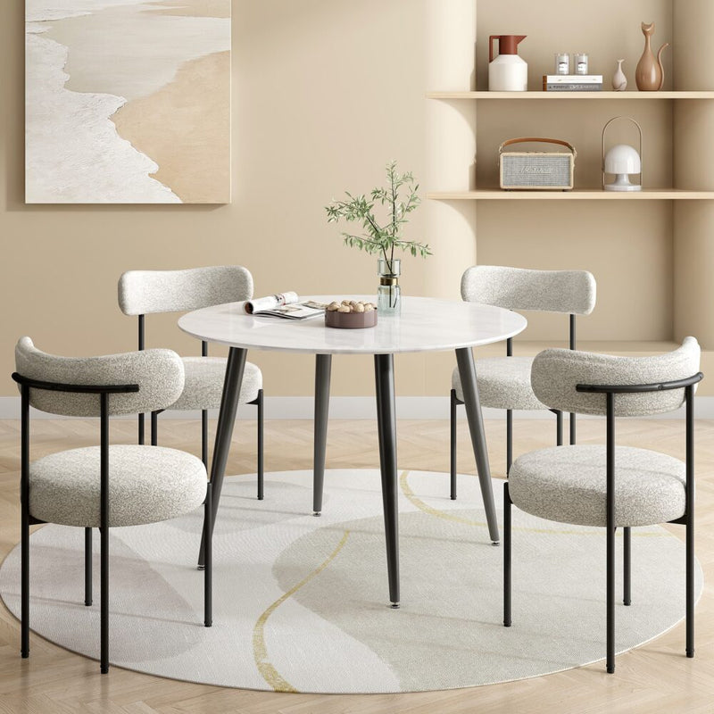 Round MDF Marble-Style Dining Table