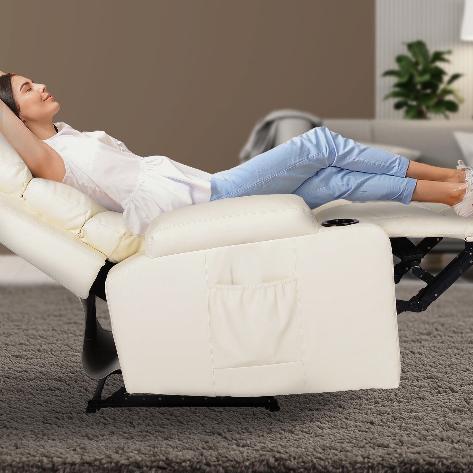 CELINA Electric Massage Recliner Chair Cream