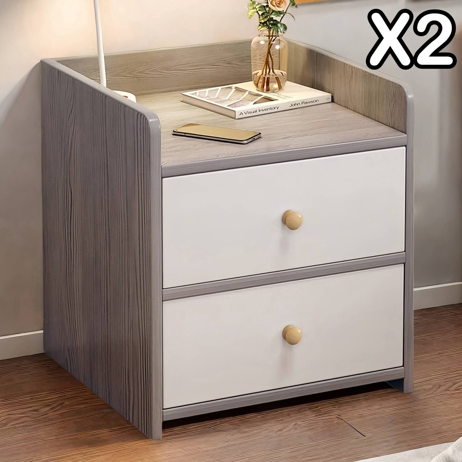 Set of 2 Bedside Tables with Drawers