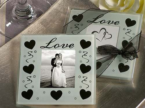 Wedding Glass Photo Frame Coaster Bomboniere β 10 Pack (9Γ9cm)