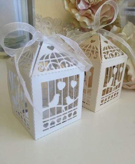 White Dove Heart Wedding Bomboniere Favour Boxes β 50 Pack