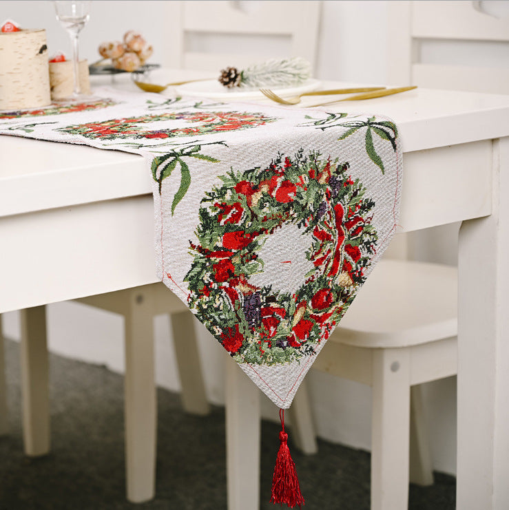 Christmas Table Runner thickened knitted Dining Tablecloth