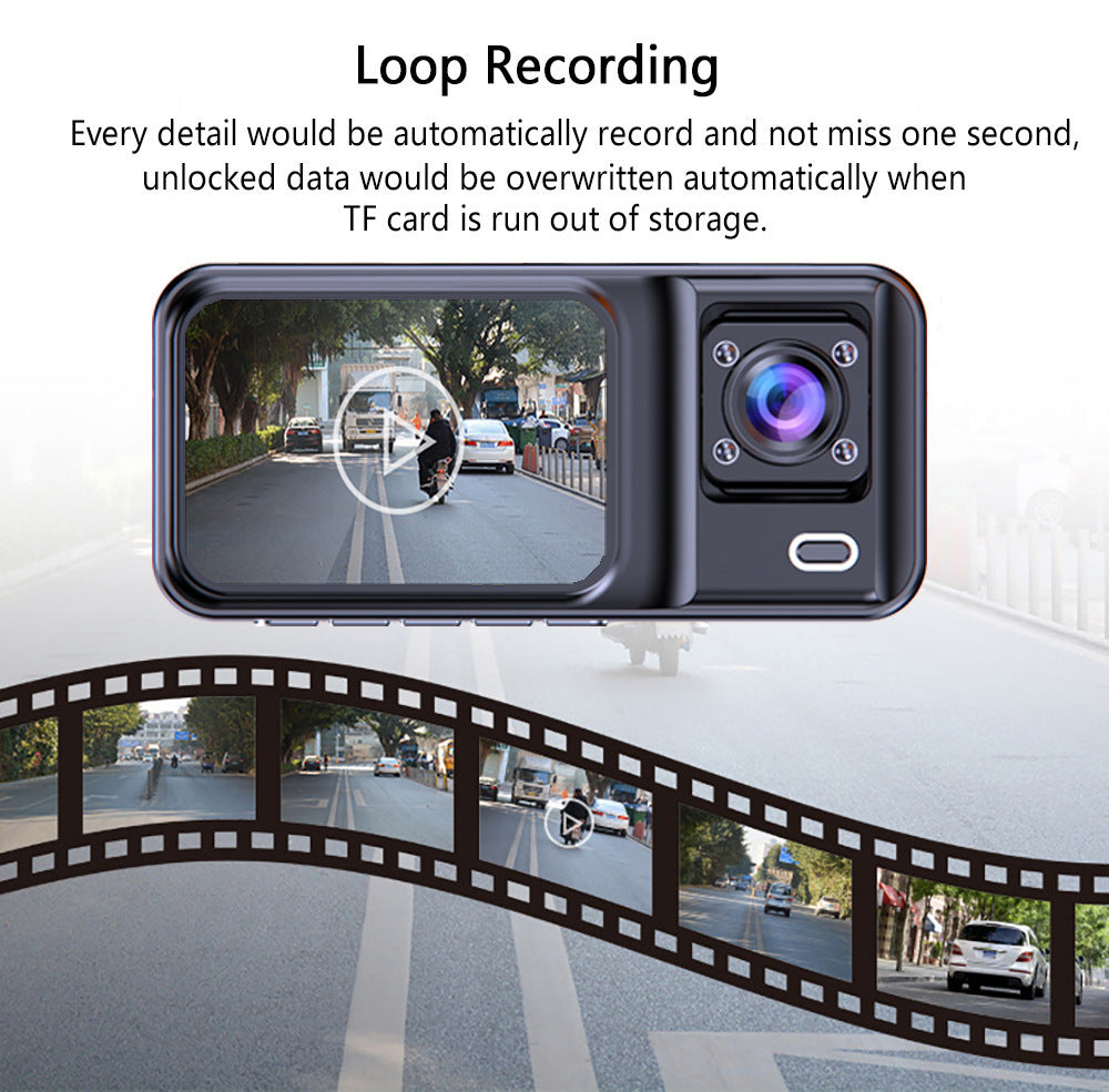 Front & Rear Triple Lens Dash Cam 1080P HD Recorder