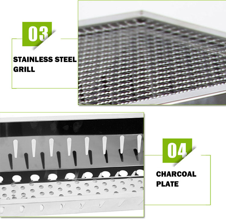 Stainless Steel Portable BBQ Grill Set – Large Charcoal