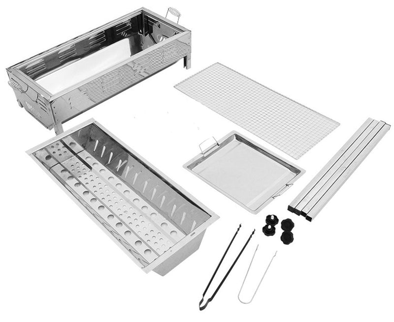 Stainless Steel Portable BBQ Grill Set – Large Charcoal