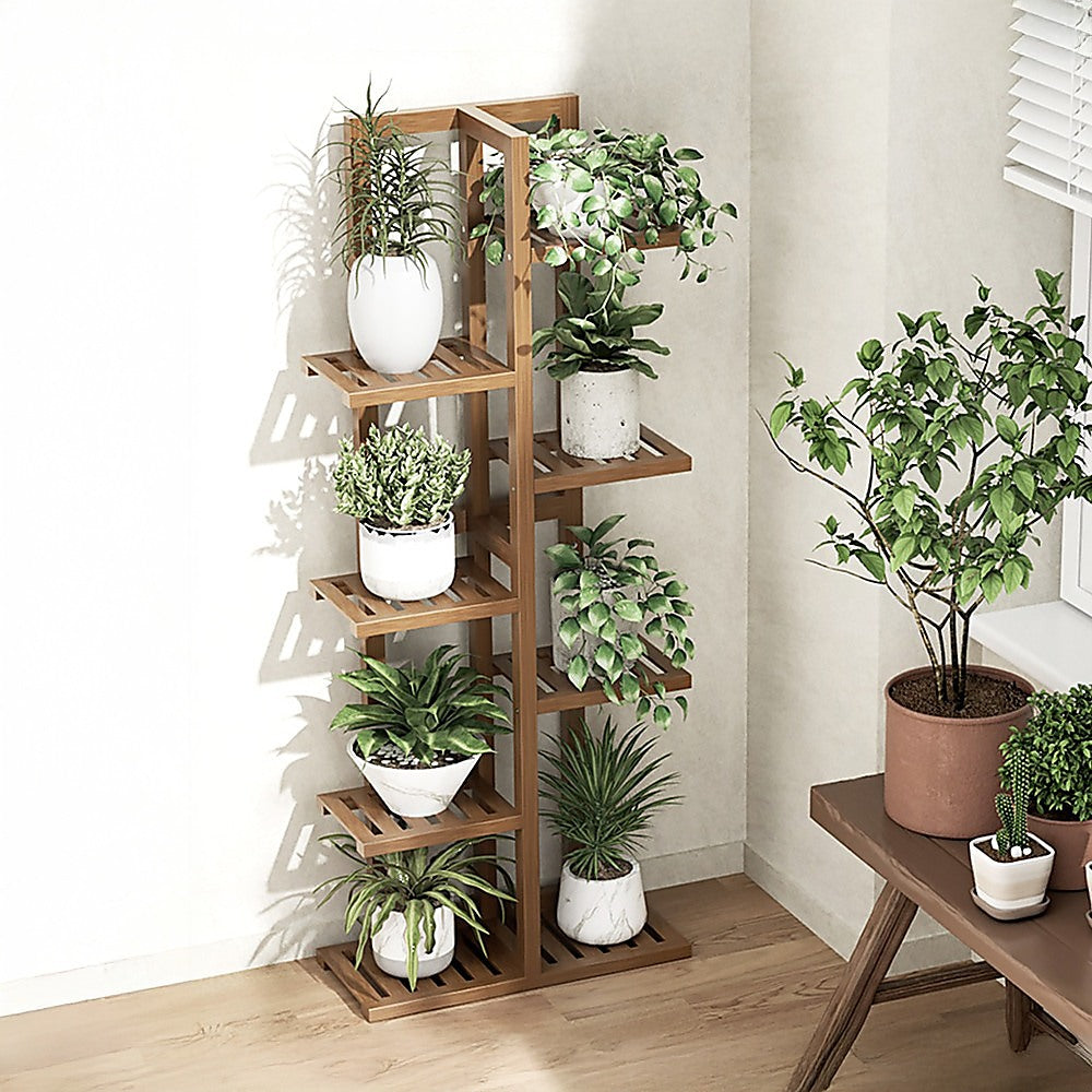 6-Tier Vertical Bamboo Plant Stand β Staged Flower Shelf Rack