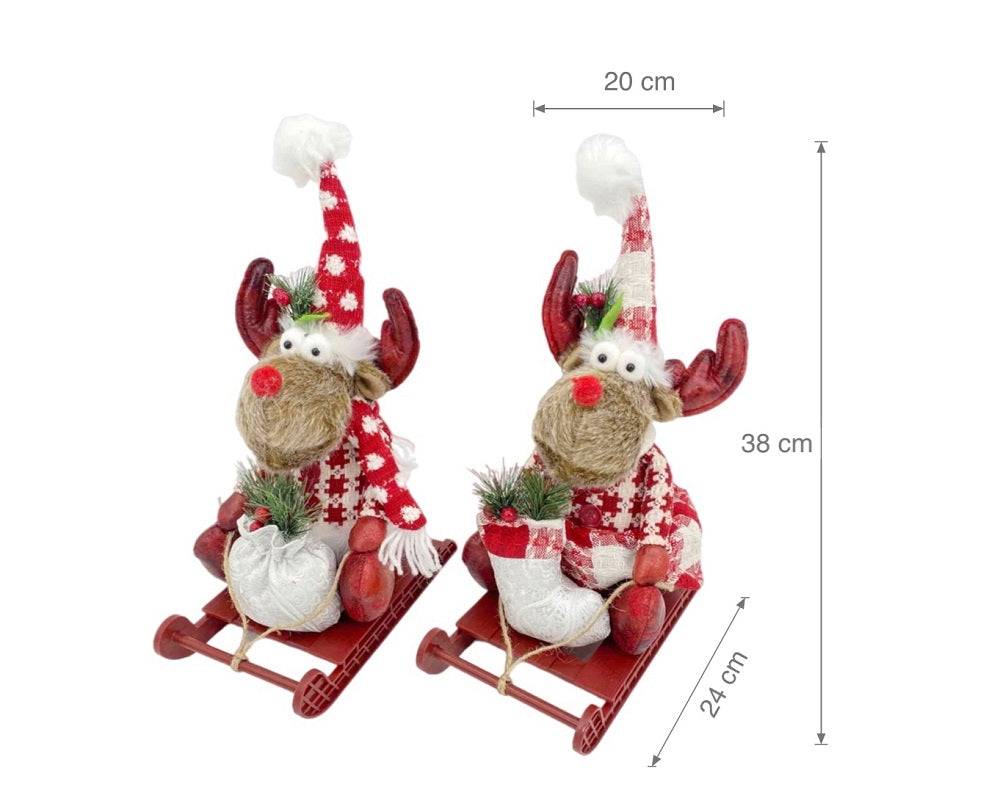 Bulk 8 x Mr & Mrs Dasher Sled Deer ( Assort 38cm )
