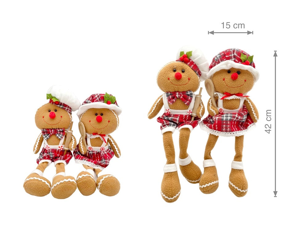 Bulk 8 Xmas Plush Sitting Ginger Bread Assort 42cm
