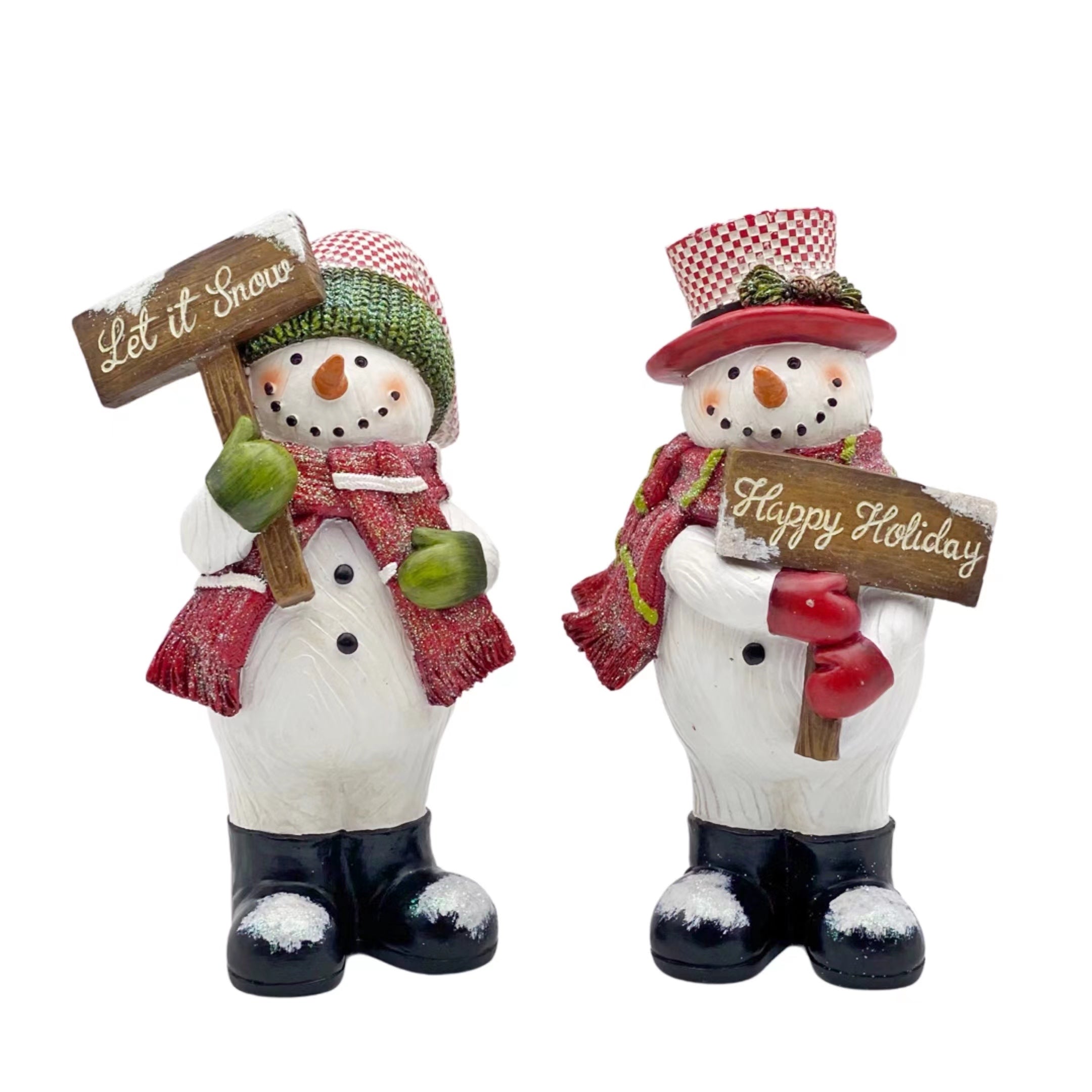 Bulk 6 Christmas Polyresin Standing Snowmen Assort 25cm