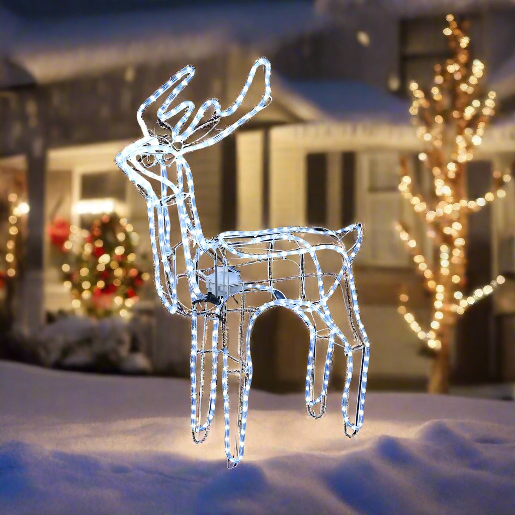 Small LED Feeding Reindeer Rope Light β Cool White