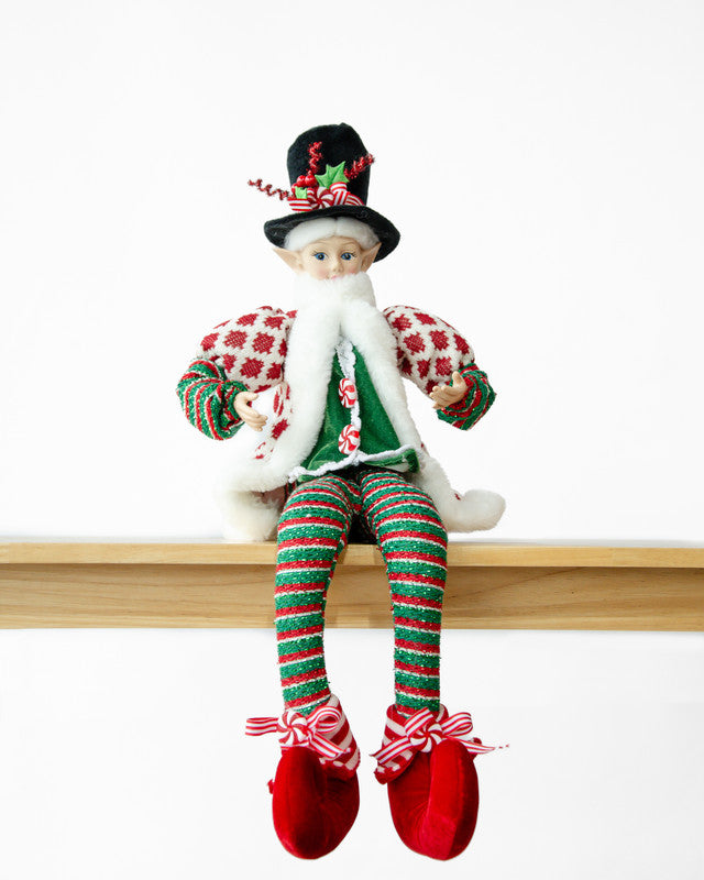 Luxury Christmas Caroller Elf – 65cm Green & Red