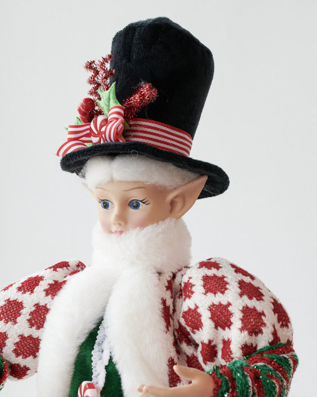 Luxury Christmas Caroller Elf – 65cm Green & Red