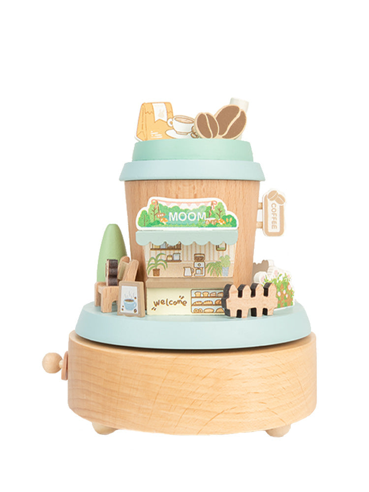 Handmade Wooden Music Box - Christmas Carousel Desktop Decor