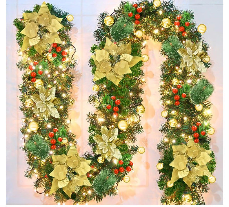 Gold Festive Pre-Lit Christmas Garland