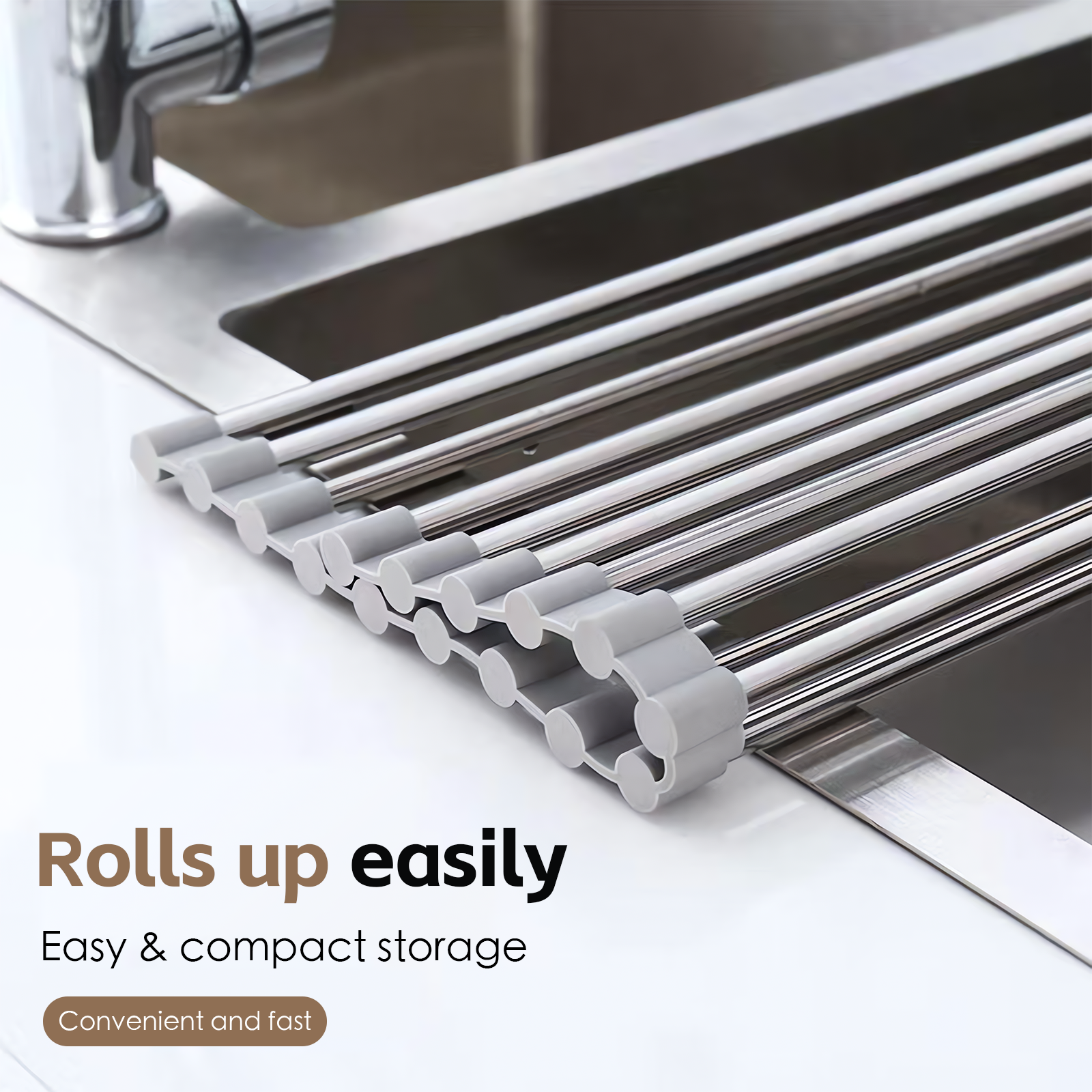 Silver Over-Sink Dish Drying Rack