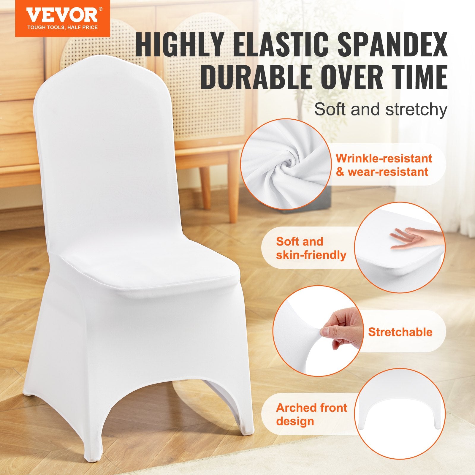 VEVOR Stretch Spandex Folding Chair Covers β White, 100 Pack