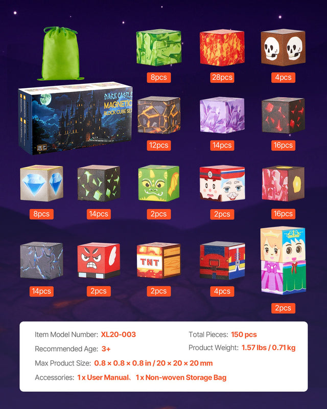 150PCS Magnetic Blocks Dark Castle Set