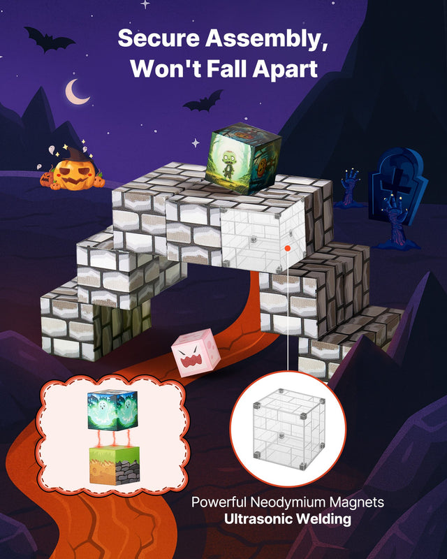 100PCS Magnetic Blocks Cemetery Zombies Set