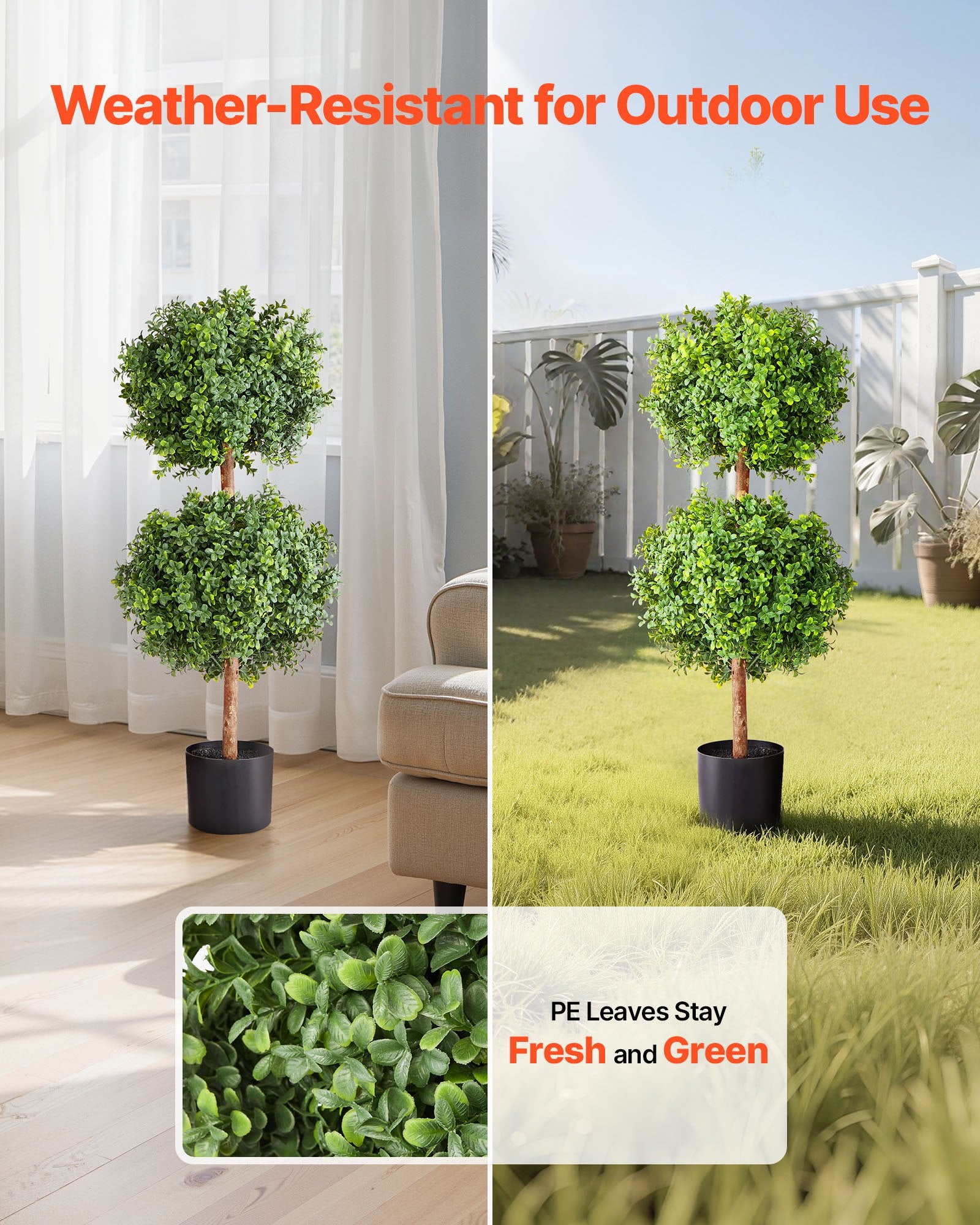 VEVOR Artificial Boxwood Double Ball Topiary 914mm β 2 Set