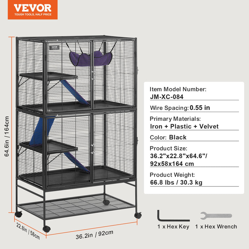 64.6" 4-Tier Metal Small Animal Cage
