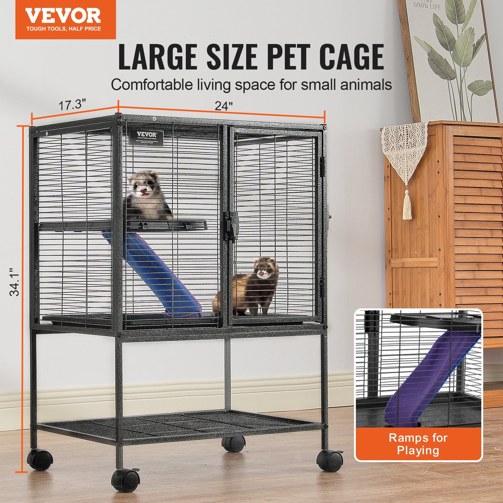 34" 2-Tier Metal Small Animal Cage