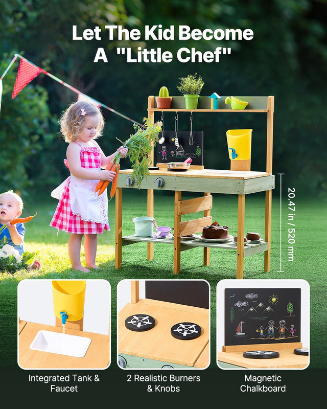 Wooden Mud Kitchen Playset for Kids