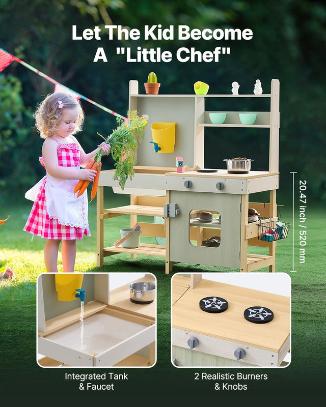 Wooden Mud Kitchen Outdoor Toy Play Kitchen Set for Kids Pretend Playset