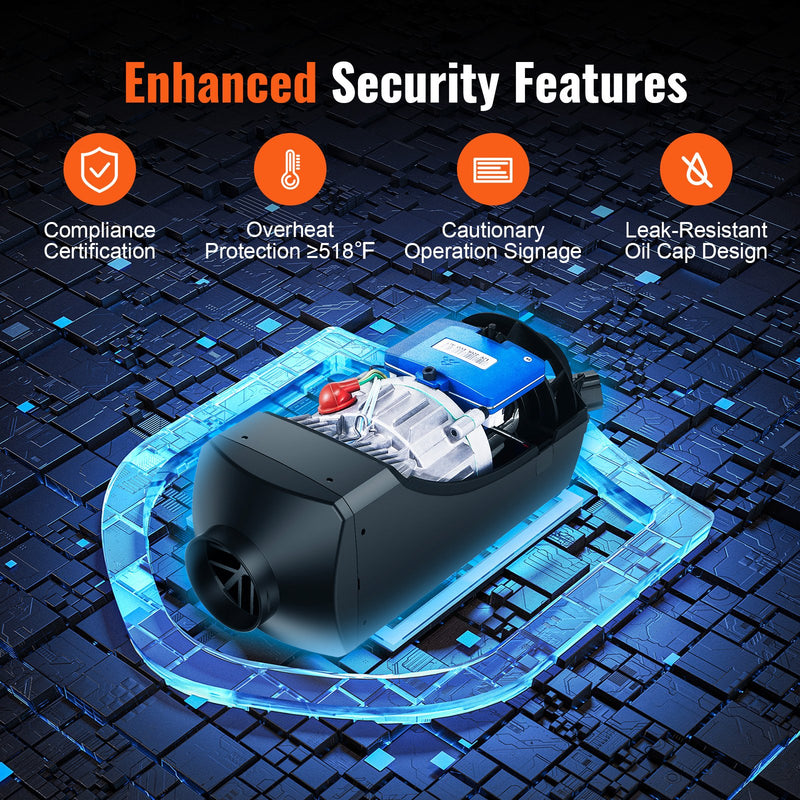 VEVOR 12V 2KW Diesel Air Heater – Bluetooth App Control with Remote & LCD