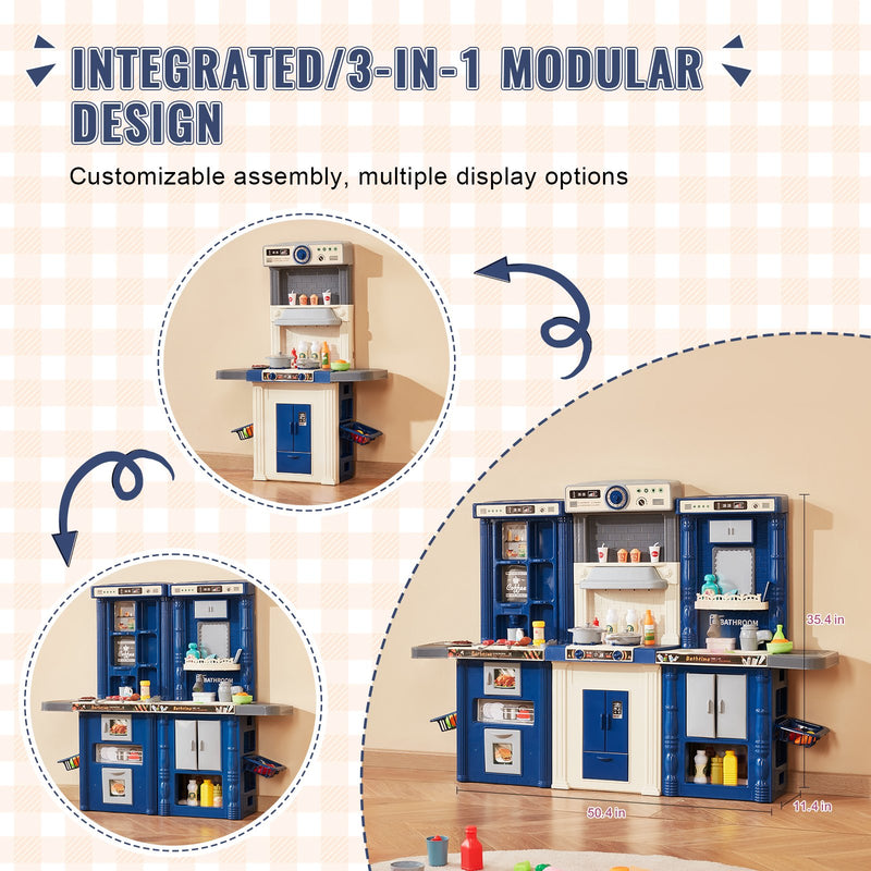Kids Kitchen Playset 74PCS – Blue