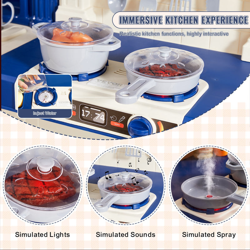 Kids Kitchen Playset 74PCS – Blue