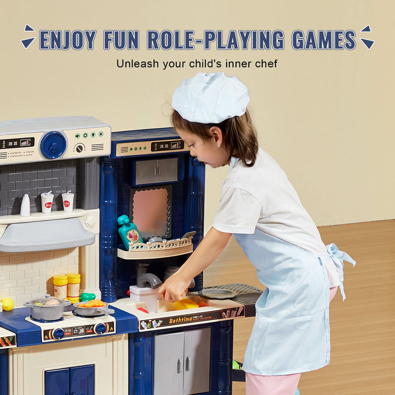 Kids Kitchen Playset 74PCS – Blue