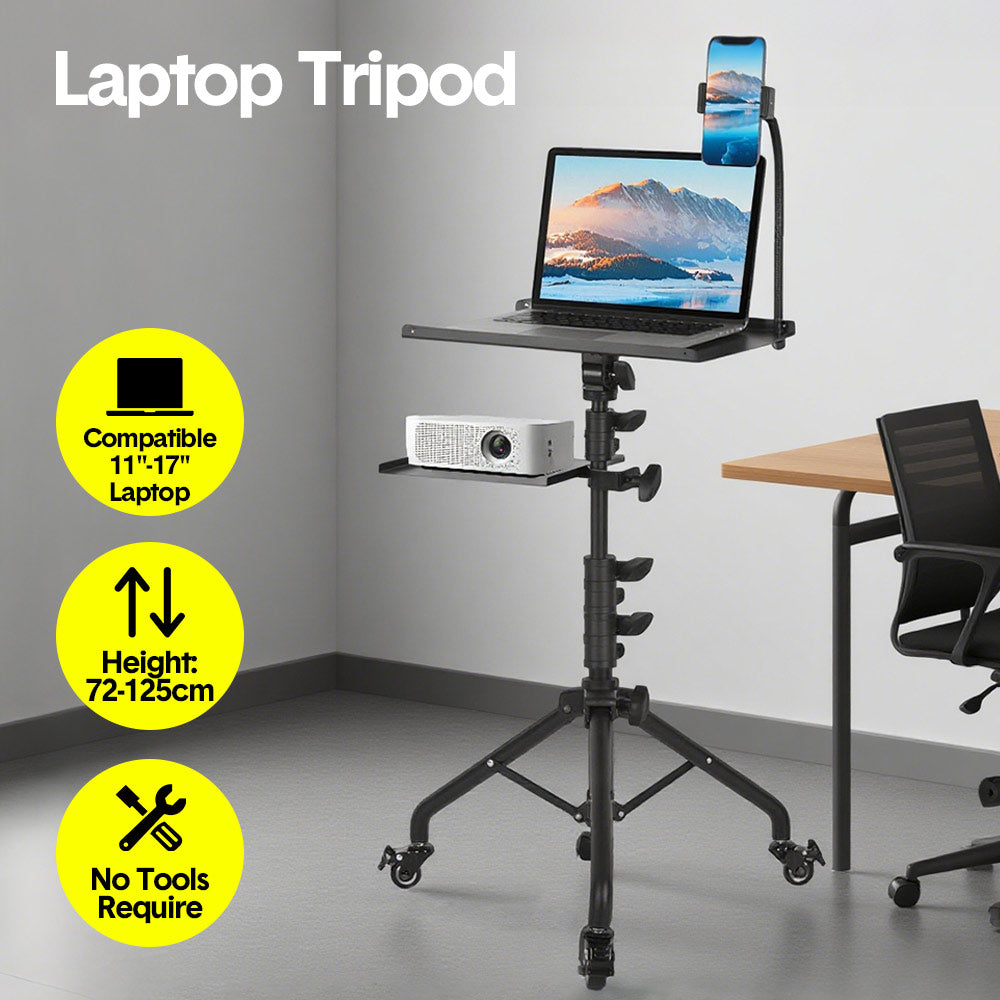 Mobile Laptop Tripod Stand on Wheels 82–170cm