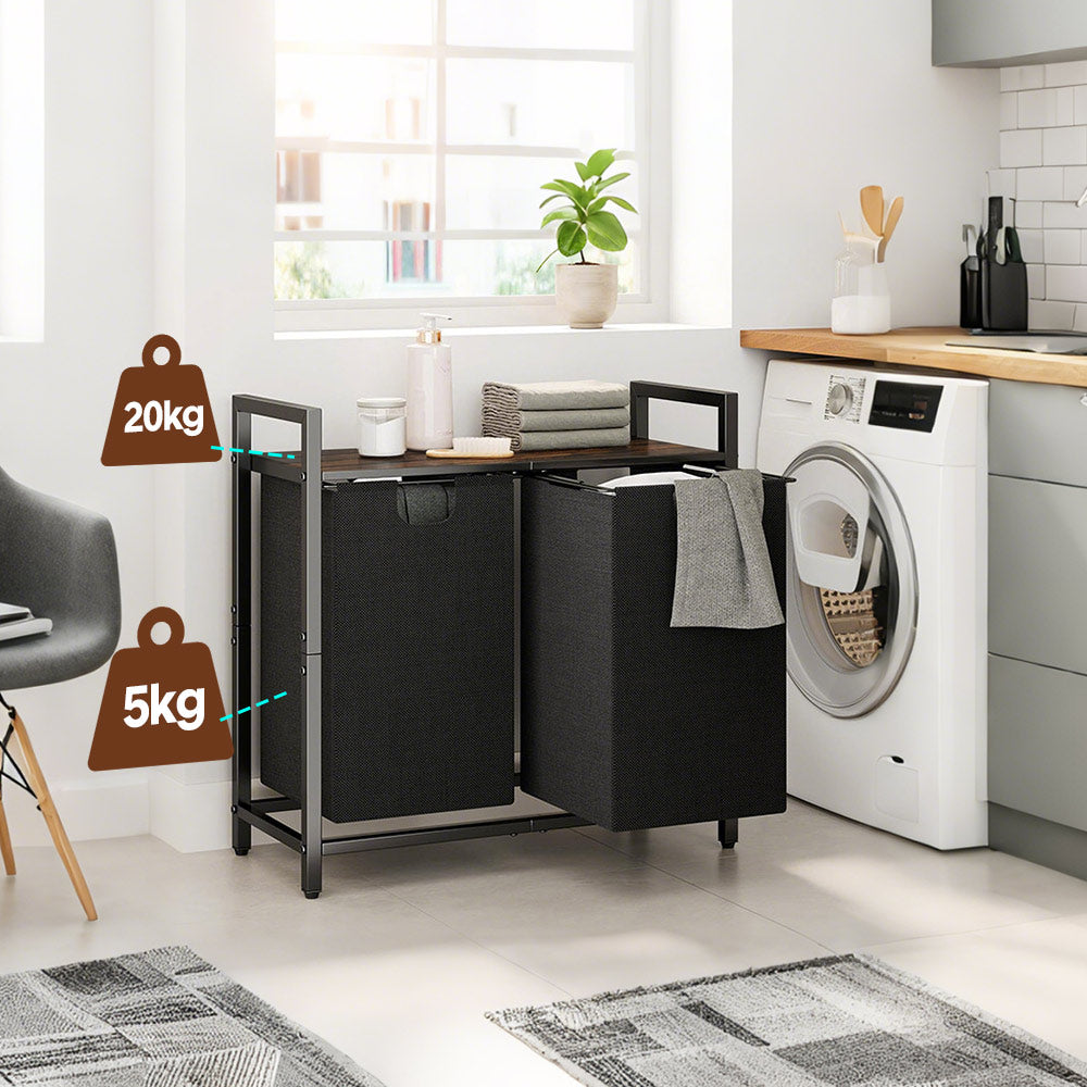 Metal Laundry Hamper with Shelf & 2 Bags