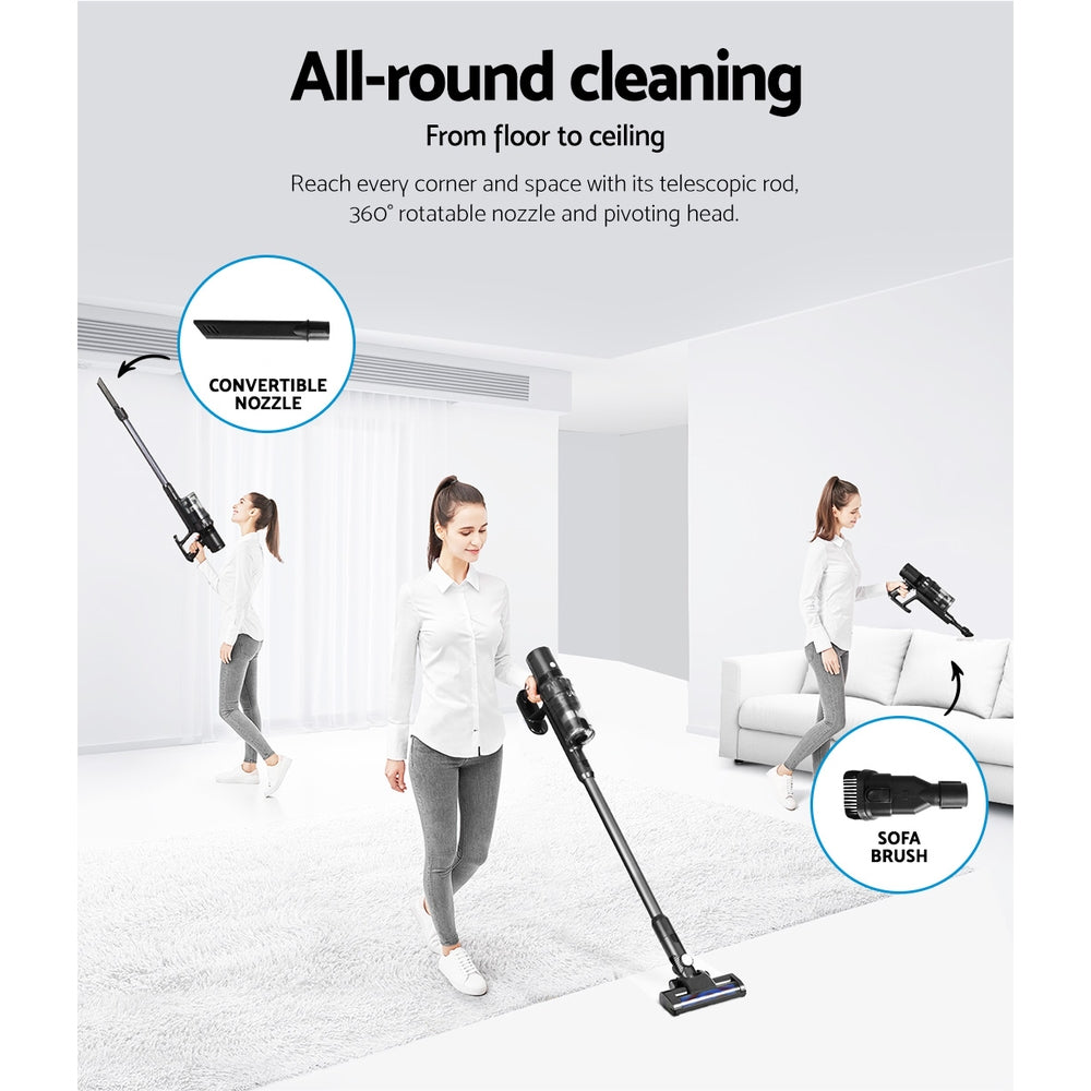 Devanti 350W Cordless Stick Vacuum Cleaner β Grey