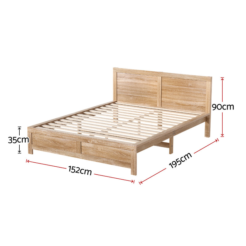 Double Size Acacia Wood Bed Frame – Oatmeal