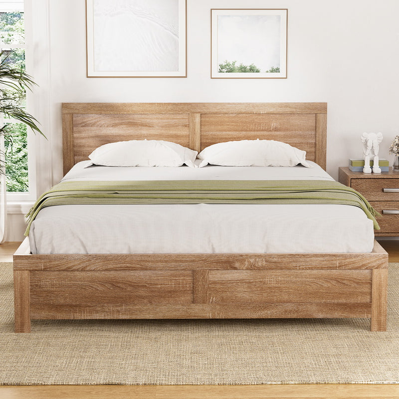 Double Size Acacia Wood Bed Frame – Oatmeal