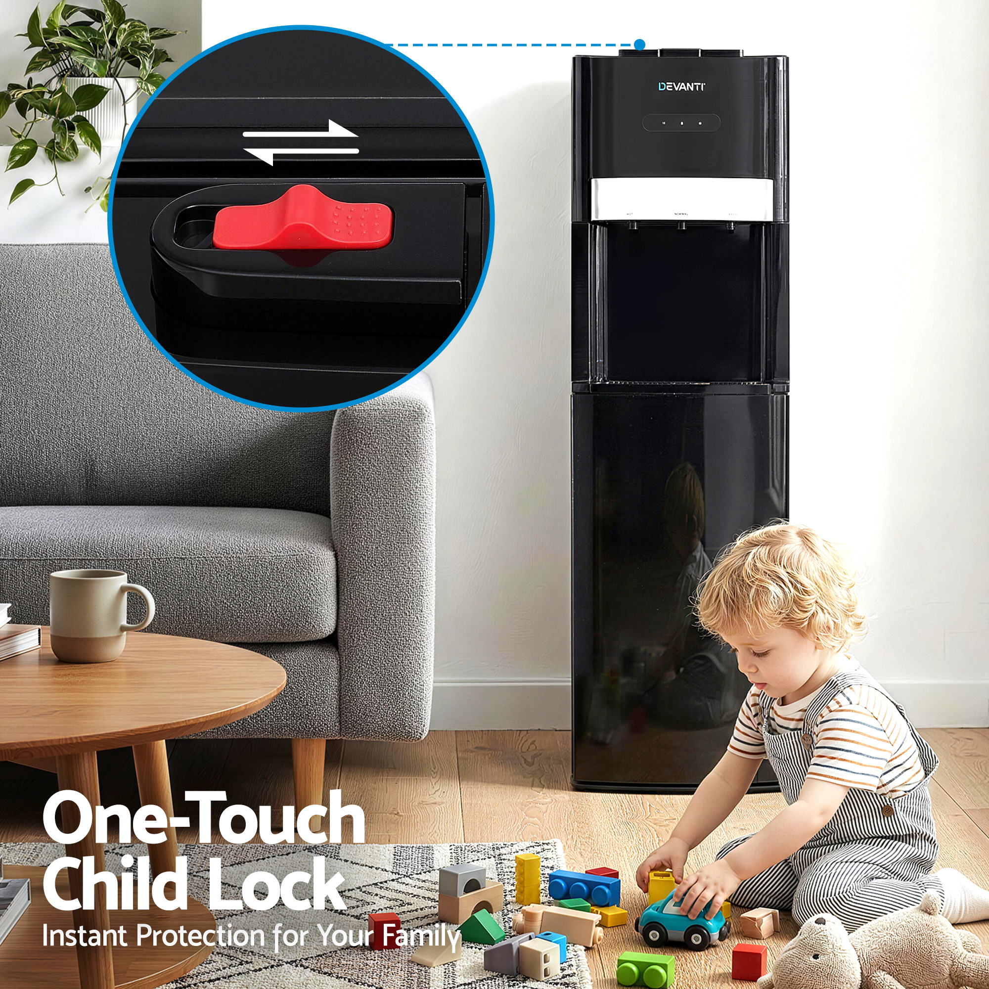 Devanti 3-Tap Bottom Loading Water Cooler Dispenser - Black
