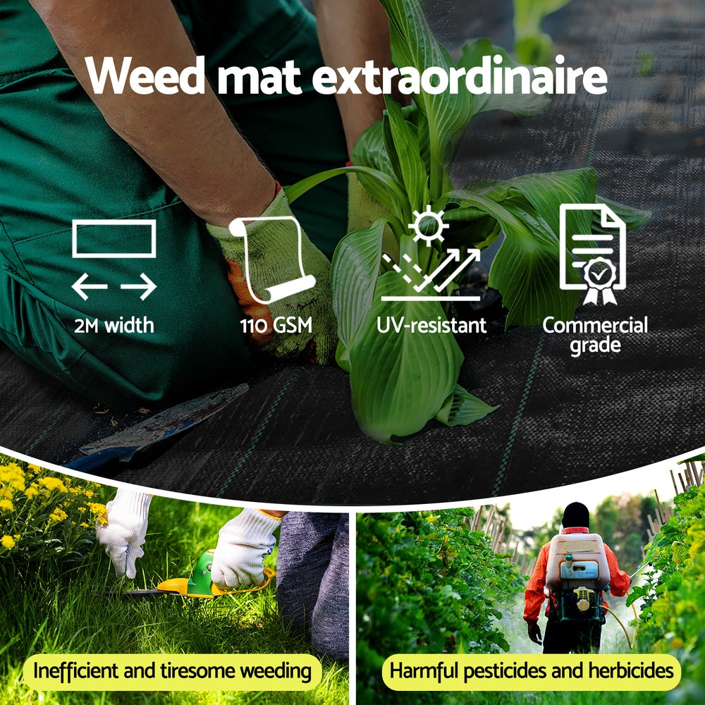 Instahut 110 GSM Weed Mat 2×50 m