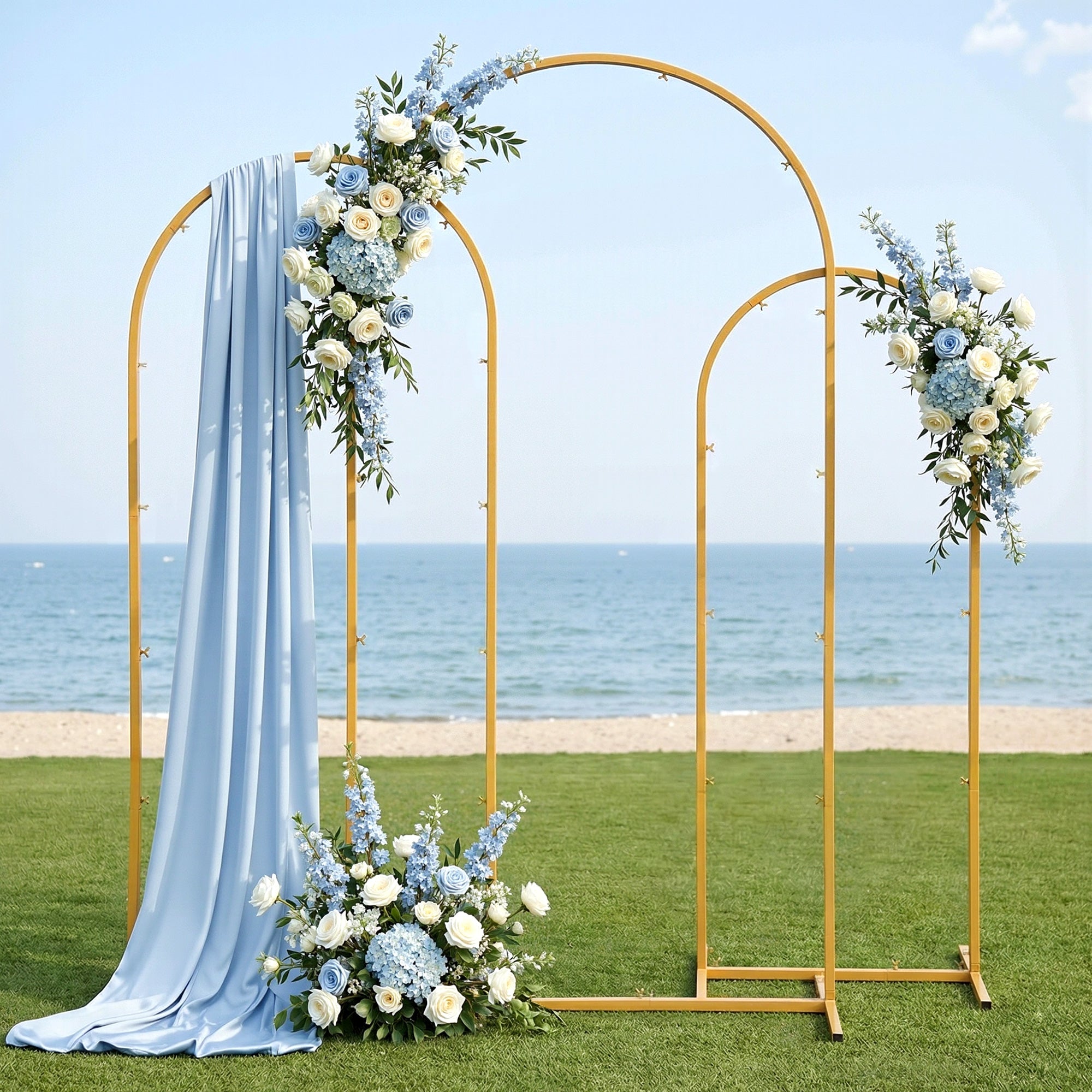 3-Piece Gold Metal Wedding Arch Backdrop Stand Set