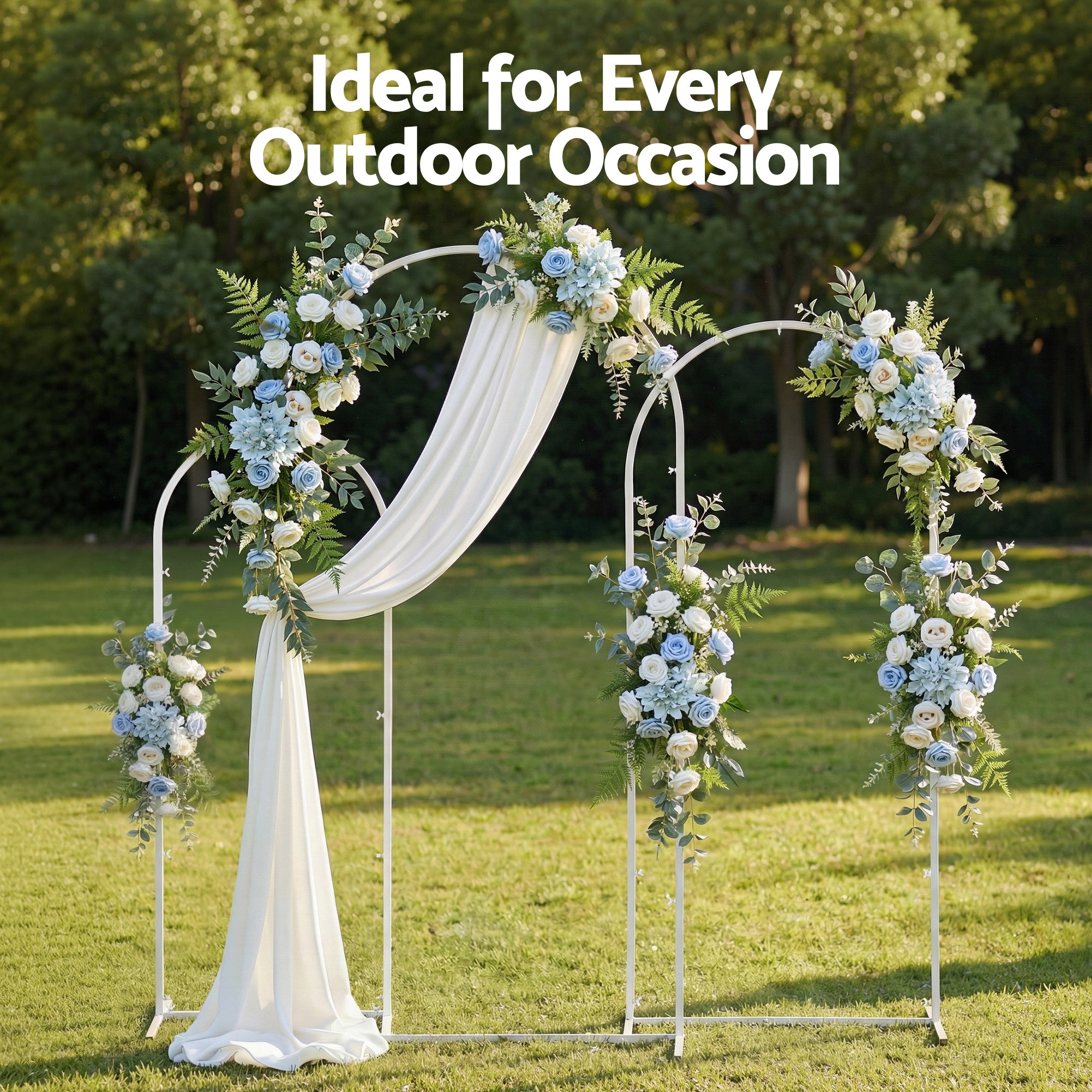 3-Piece White Metal Wedding Arch Backdrop Stand Set